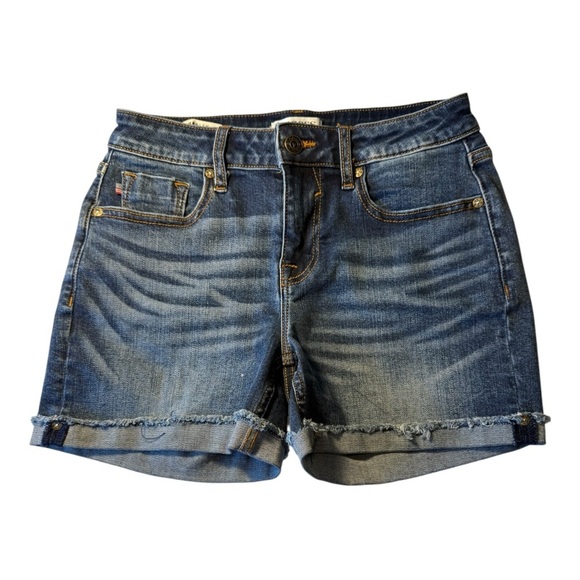 Vigoss Shorts Womens 25 Blue Cut Off Cuffed Marley Jean Whiskered - Picture 1 of 11